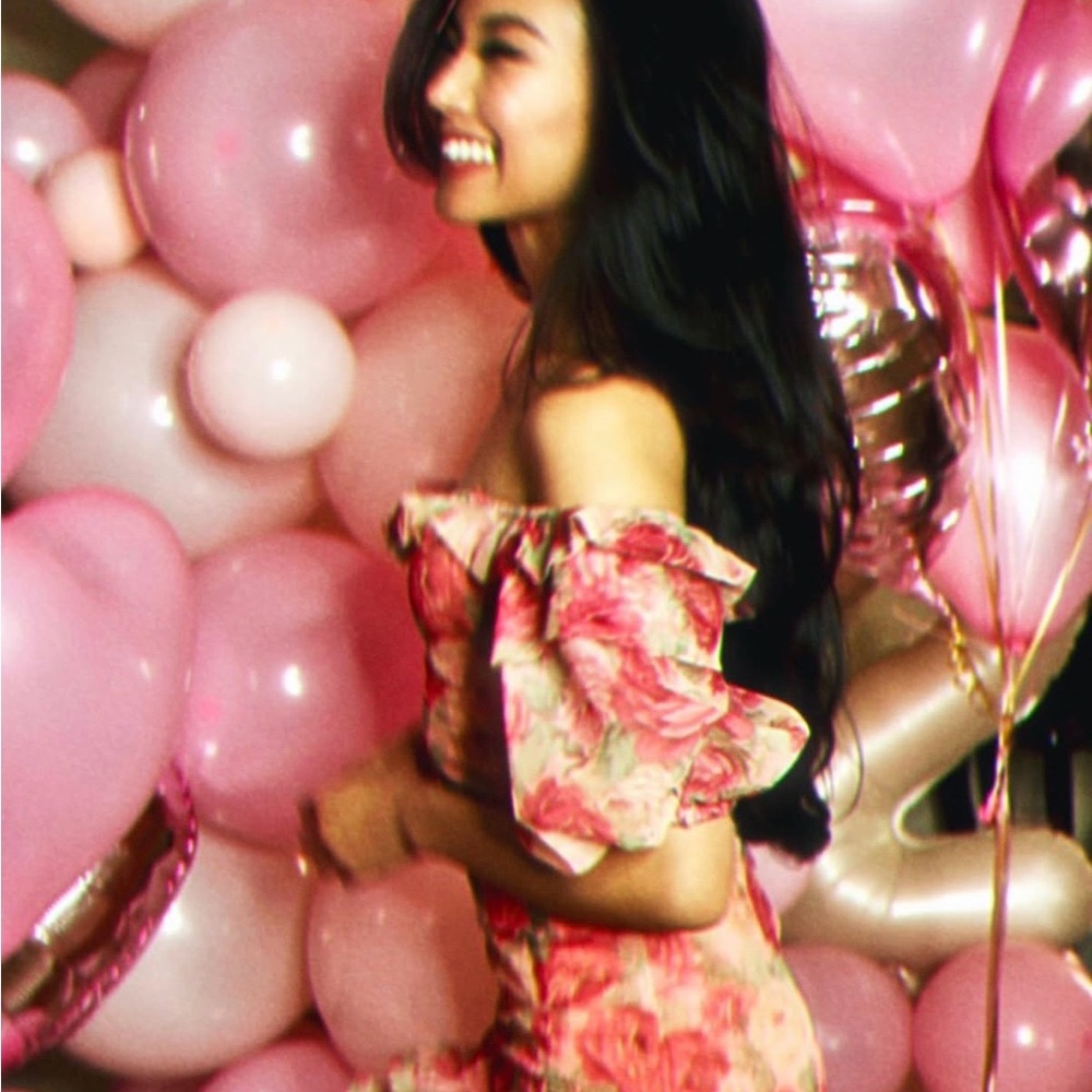 Alamour The Label Pink Floral Off-Shoulder Dress